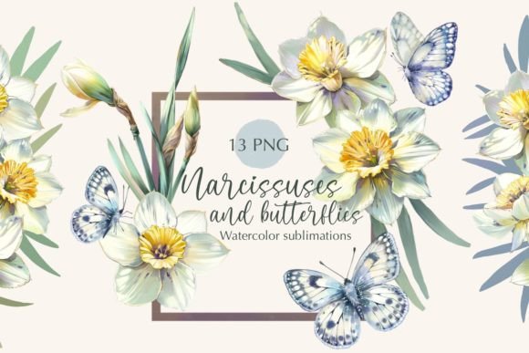 Download Narcissuses and Butterflies Sublimations - Sublimations Collection