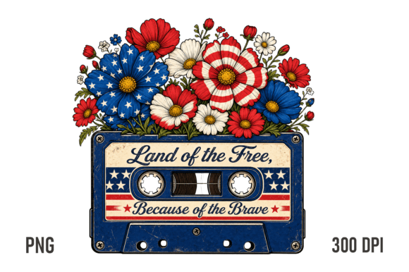Download Patriotic Floral Cassette PNG Design - Cassette png Collection